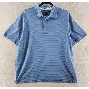 Hart Schaffner & Marx Shirt Men's Sz XL Blue Striped Polo Short Sleeve